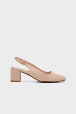 SQUARE TOE CHUNKY SLINGBACK HEEL