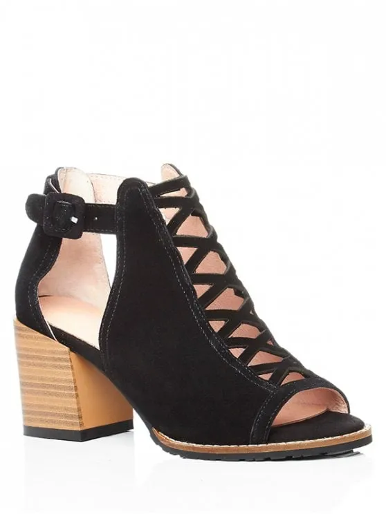 Stunning Criss-Cross Chunky Heel Peep Toe Shoes