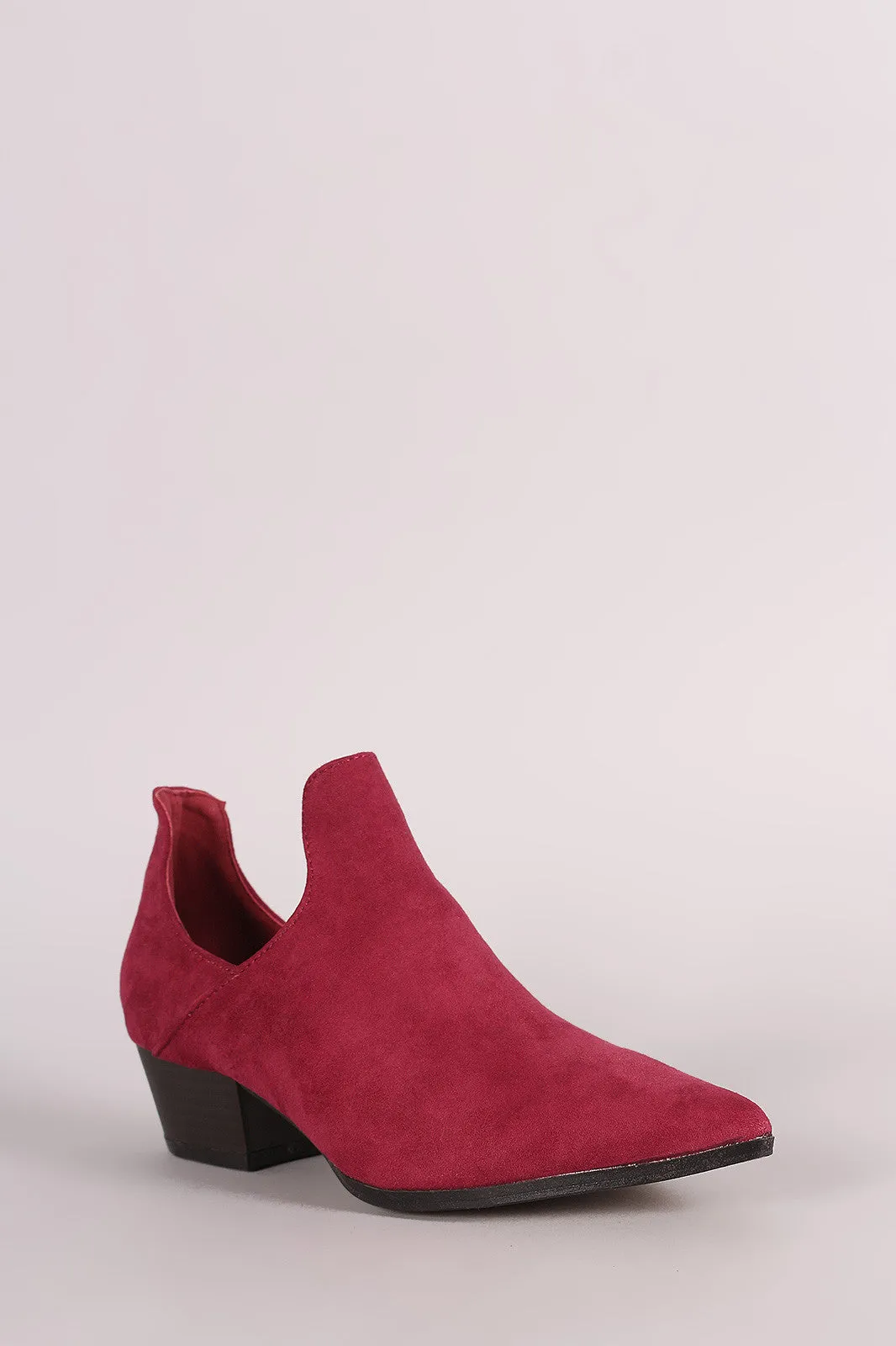 Suede Cutout Pointy Toe Western Booties