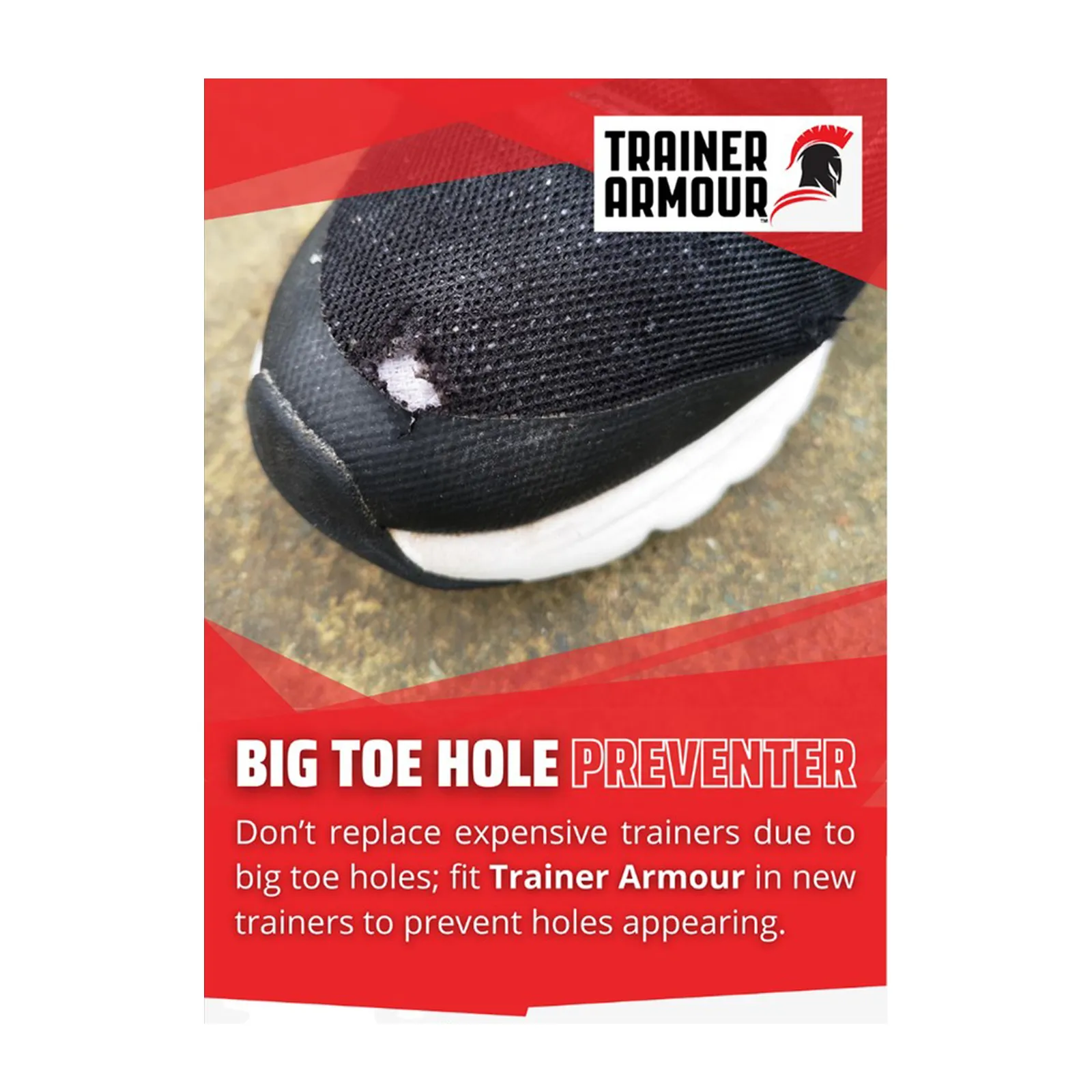 Trainer Armour Big Toe Hole Preventer - Black