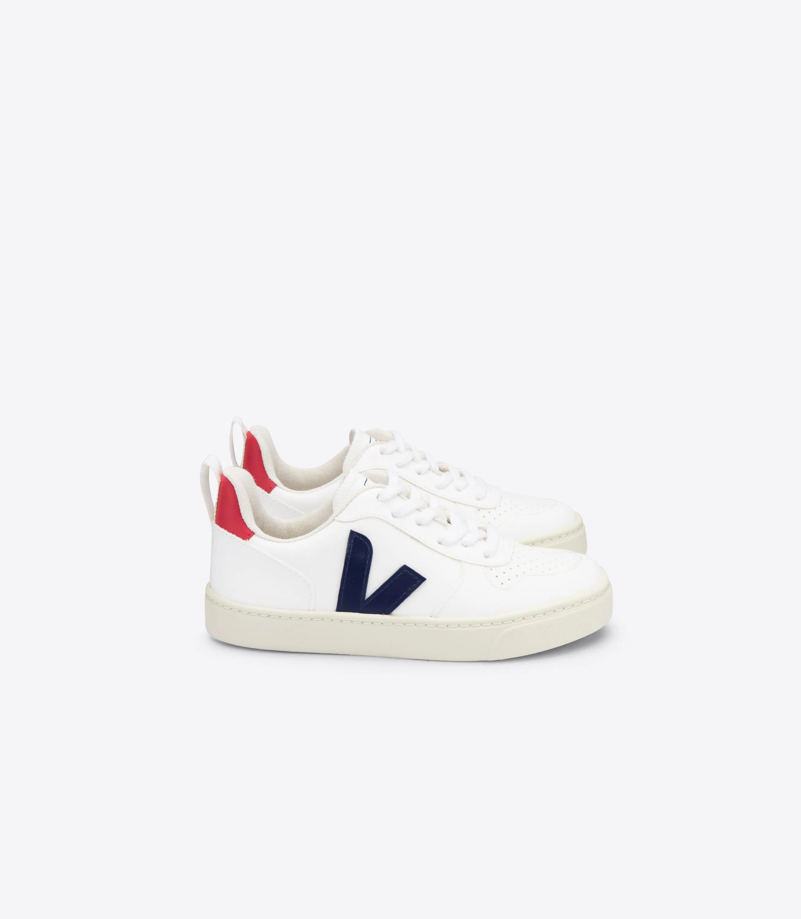 Veja V-10 Lace Boys Girls White Cobalt Pekin Trainer