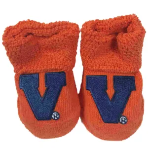 Virginia Cavaliers Two Feet Ahead Infant Baby Newborn Orange Navy Socks Booties