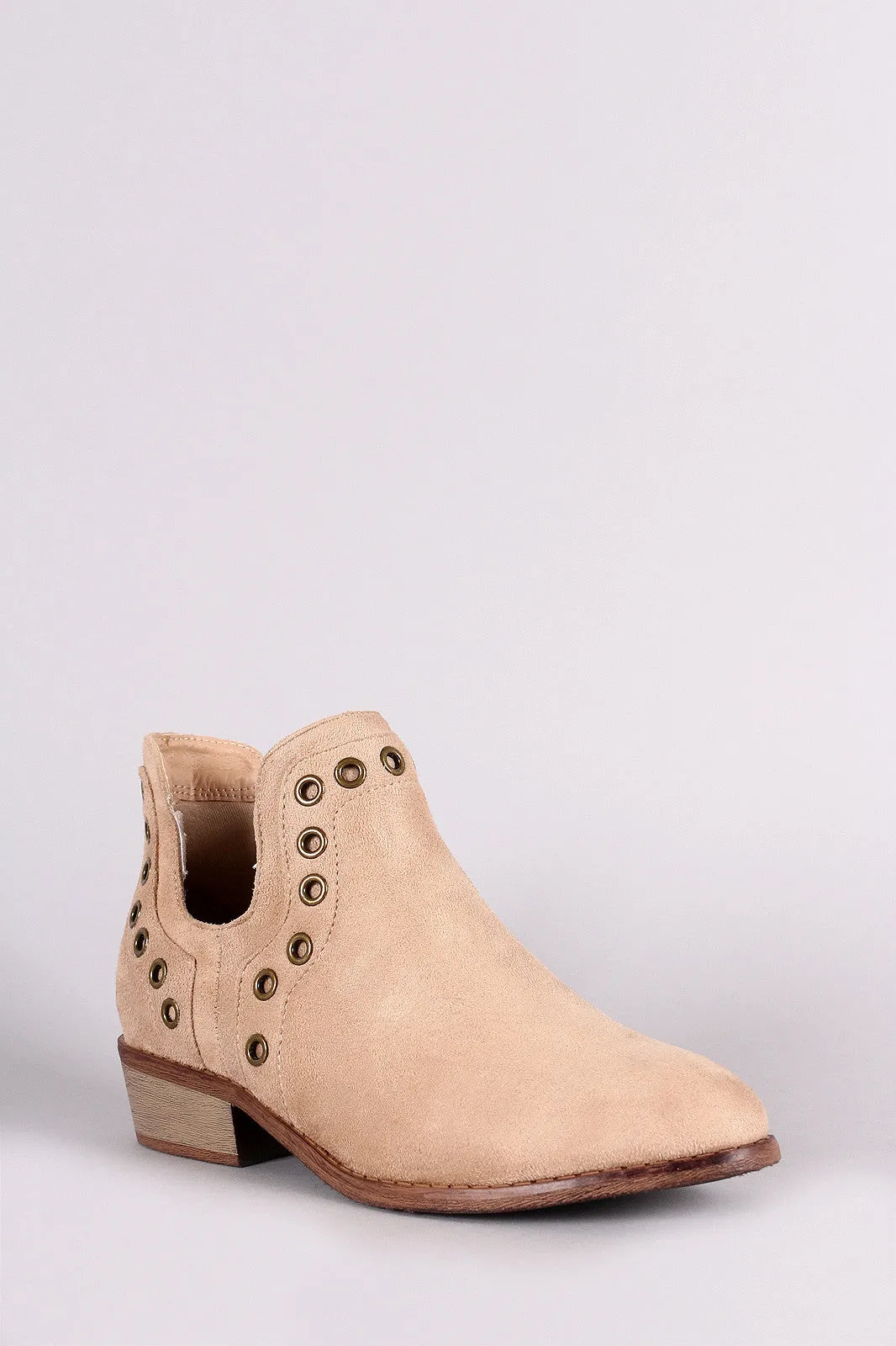 Wild Diva Lounge Grommet Trim Stitch Almond Toe Booties