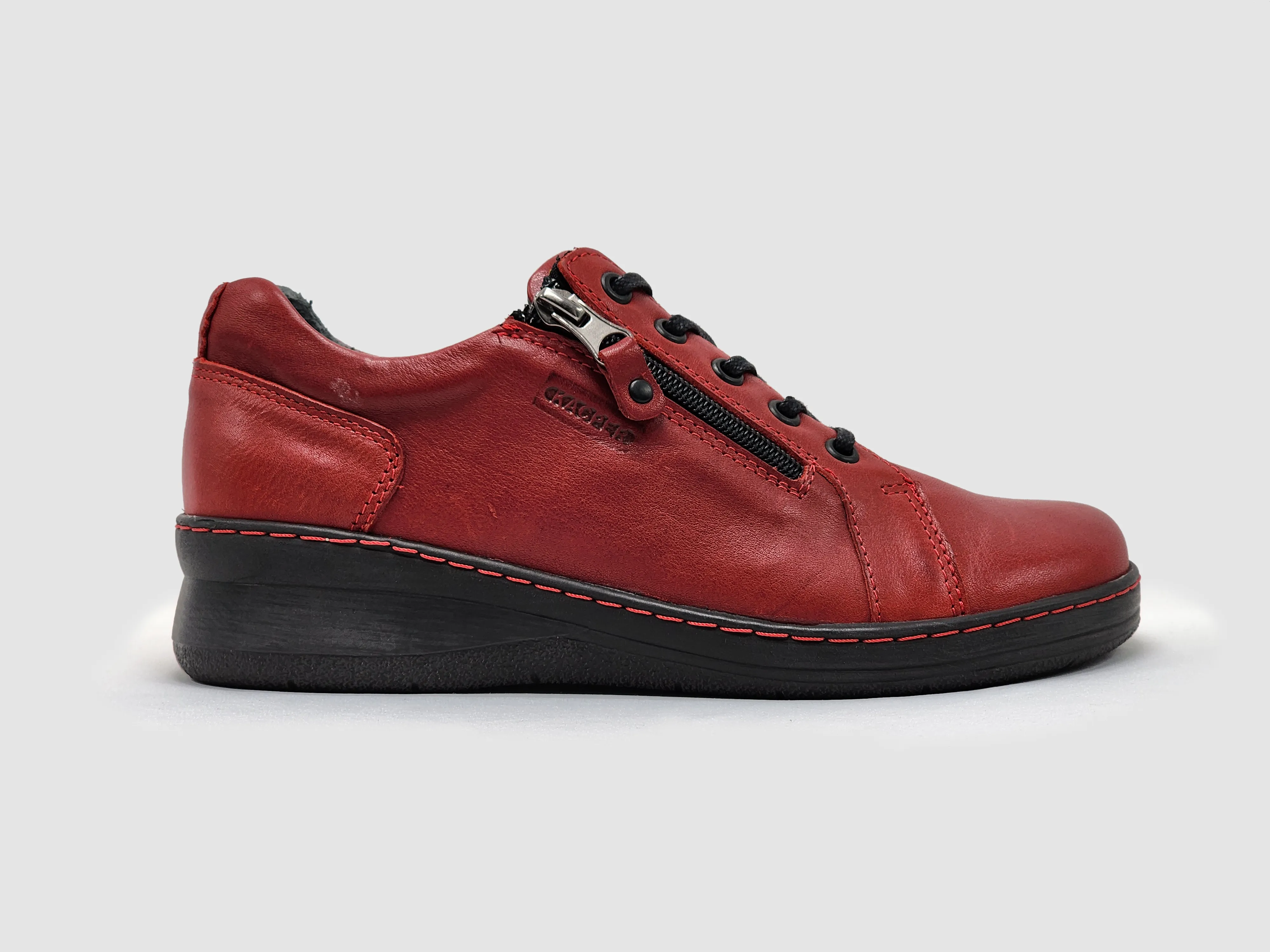 Women's Dr Wellness Zip-Up Leather Shoes - Red